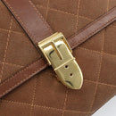 GUCCI Shoulder Bag Suede Leather Brown Gold Auth 146416-18