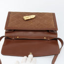GUCCI Shoulder Bag Suede Leather Brown Gold Auth 146416-9