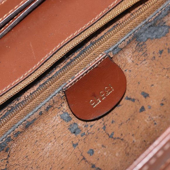 GUCCI Shoulder Bag Suede Leather Brown Gold Auth 146416