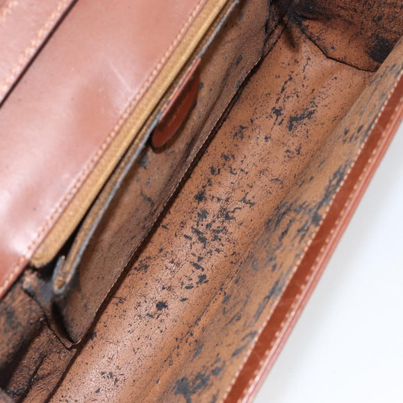 GUCCI Shoulder Bag Suede Leather Brown Gold Auth 146416