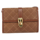 GUCCI Shoulder Bag Suede Leather Brown Gold Auth 146416-13