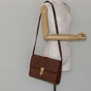 GUCCI Shoulder Bag Suede Leather Brown Gold Auth 146416-22