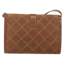 GUCCI Shoulder Bag Suede Leather Brown Gold Auth 146416-2