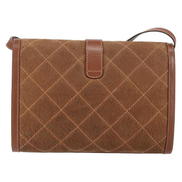 GUCCI Shoulder Bag Suede Leather Brown Gold Auth 146416 - 0