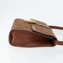 GUCCI Shoulder Bag Suede Leather Brown Gold Auth 146416-3