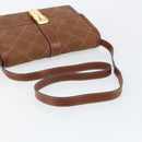 GUCCI Shoulder Bag Suede Leather Brown Gold Auth 146416-7