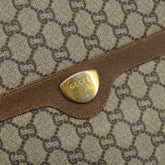 GUCCI GG Plus Supreme Web Sherry Line Tote Bag PVC Beige Gold Auth 146421