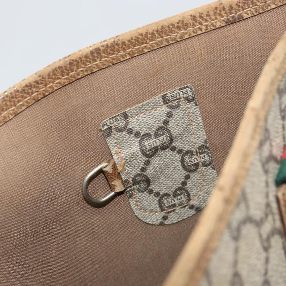 GUCCI GG Plus Supreme Web Sherry Line Tote Bag PVC Beige Gold Auth 146421