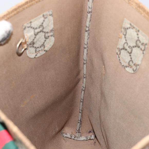 GUCCI GG Plus Supreme Web Sherry Line Tote Bag PVC Beige Gold Auth 146421