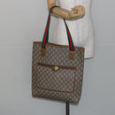 GUCCI GG Plus Supreme Web Sherry Line Tote Bag PVC Beige Gold Auth 146421-22