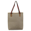 GUCCI GG Plus Supreme Web Sherry Line Tote Bag PVC Beige Gold Auth 146421-2