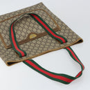 GUCCI GG Plus Supreme Web Sherry Line Tote Bag PVC Beige Gold Auth 146421-6