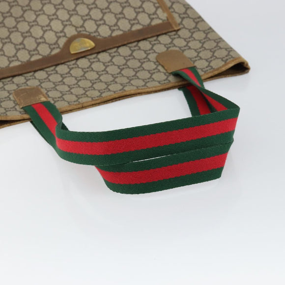 GUCCI GG Plus Supreme Web Sherry Line Tote Bag PVC Beige Gold Auth 146421