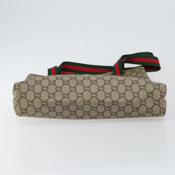 GUCCI GG Plus Supreme Web Sherry Line Tote Bag PVC Beige Gold Auth 146421