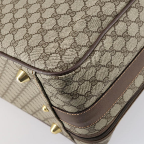 GUCCI GG Supreme Web Sherry Line Travel Bag PVC Beige Gold Auth 146422