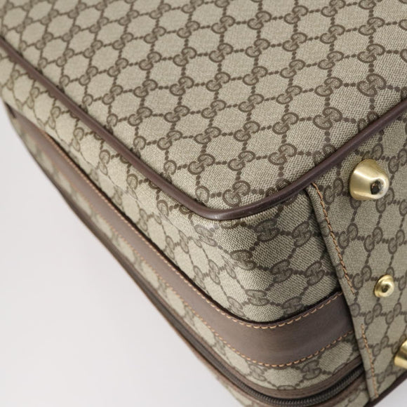 GUCCI GG Supreme Web Sherry Line Travel Bag PVC Beige Gold Auth 146422