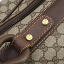 GUCCI GG Supreme Web Sherry Line Travel Bag PVC Beige Gold Auth 146422-18