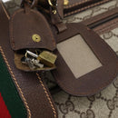 GUCCI GG Supreme Web Sherry Line Travel Bag PVC Beige Gold Auth 146422-9