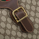 GUCCI GG Supreme Web Sherry Line Travel Bag PVC Beige Gold Auth 146422-19