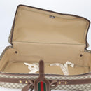 GUCCI GG Supreme Web Sherry Line Travel Bag PVC Beige Gold Auth 146422-10