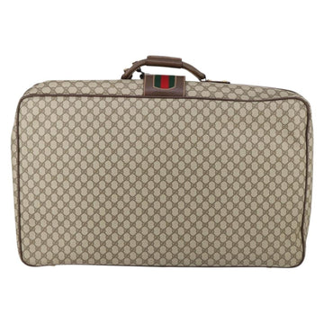 GUCCI GG Supreme Web Sherry Line Travel Bag PVC Beige Gold Auth 146422 - 0