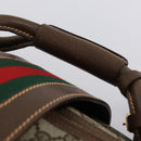 GUCCI GG Supreme Web Sherry Line Travel Bag PVC Beige Gold Auth 146422-14