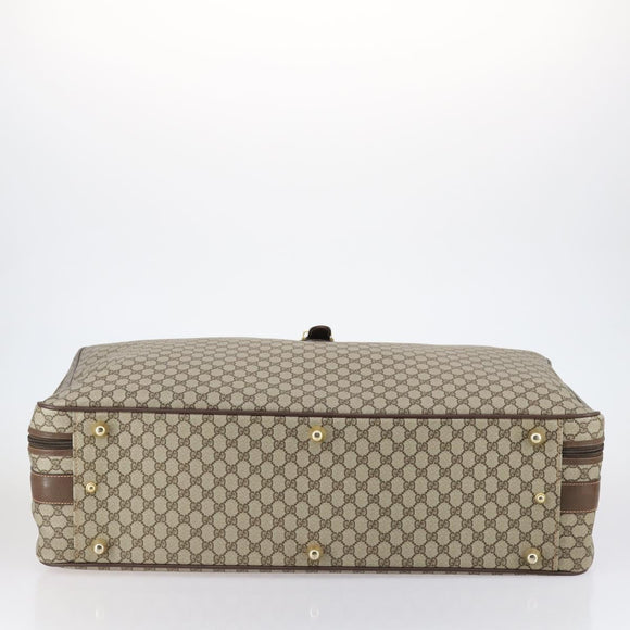 GUCCI GG Supreme Web Sherry Line Travel Bag PVC Beige Gold Auth 146422