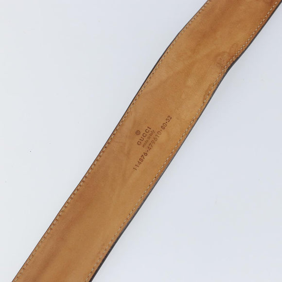 GUCCI GG Canvas Interlocking Belt 37.4"" Beige Silver 114876 Auth 146423