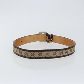 GUCCI GG Canvas Interlocking Belt 37.4"" Beige Silver 114876 Auth 146423 - 0