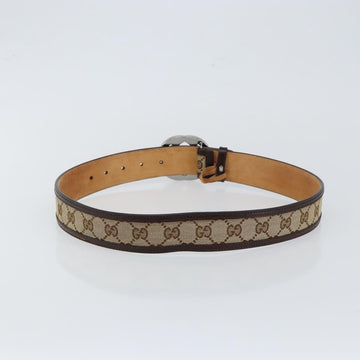 GUCCI GG Canvas Interlocking Belt 37.4"" Beige Silver 114876 Auth 146423 - 0