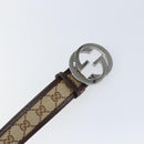 GUCCI GG Canvas Interlocking Belt 37.4"" Beige Silver 114876 Auth 146423-6