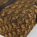 Christian Dior Trotter Canvas Hand Bag Brown Gold Auth 146427-9
