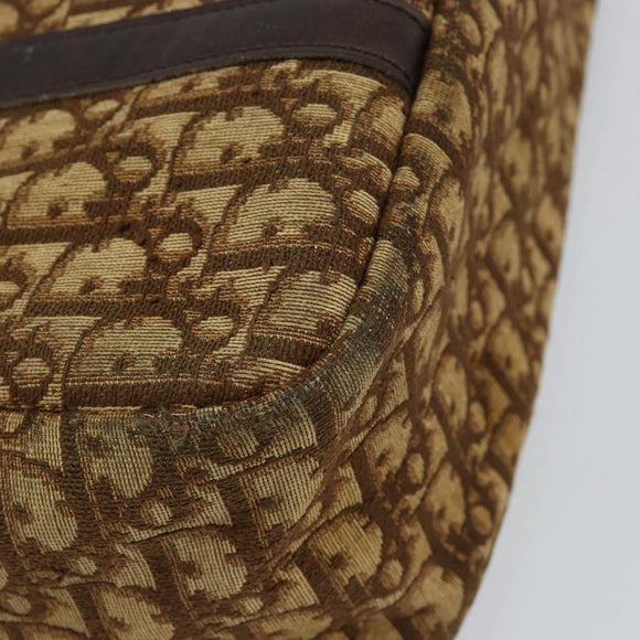 Christian Dior Trotter Canvas Hand Bag Brown Gold Auth 146427