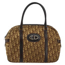 Christian Dior Trotter Canvas Hand Bag Brown Gold Auth 146427-13