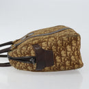 Christian Dior Trotter Canvas Hand Bag Brown Gold Auth 146427-4