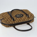 Christian Dior Trotter Canvas Hand Bag Brown Gold Auth 146427-6