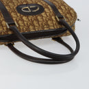 Christian Dior Trotter Canvas Hand Bag Brown Gold Auth 146427-7
