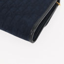 Christian Dior Trotter Canvas Chain Shoulder Bag Navy Gold Auth 146428-13