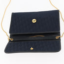 Christian Dior Trotter Canvas Chain Shoulder Bag Navy Gold Auth 146428-15