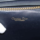 Christian Dior Trotter Canvas Chain Shoulder Bag Navy Gold Auth 146428-16