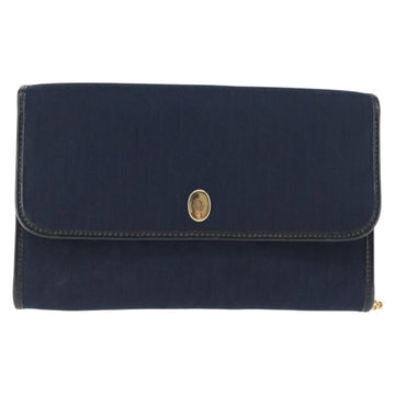 Christian Dior Trotter Canvas Chain Shoulder Bag Navy Gold Auth 146428 - 0