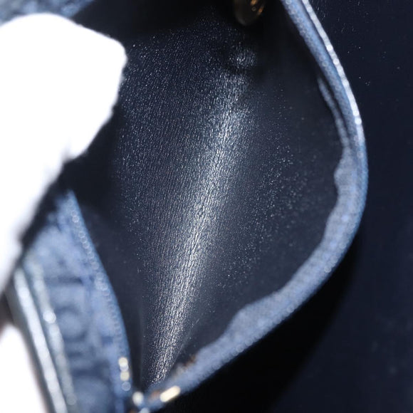 Christian Dior Trotter Canvas Chain Shoulder Bag Navy Gold Auth 146428