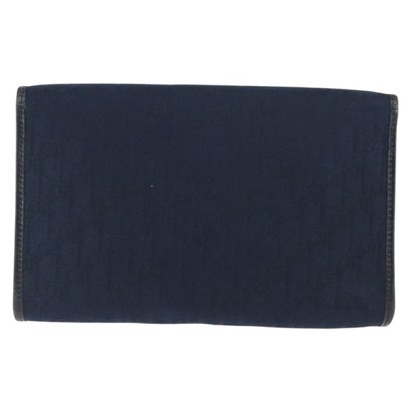 Christian Dior Trotter Canvas Chain Shoulder Bag Navy Gold Auth 146428