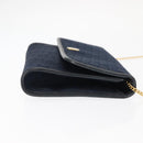 Christian Dior Trotter Canvas Chain Shoulder Bag Navy Gold Auth 146428-4