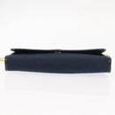 Christian Dior Trotter Canvas Chain Shoulder Bag Navy Gold Auth 146428-9