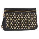Jimmy Choo Studs Clutch Bag Leather Black Gold Auth 146429-1