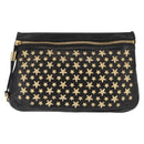 Jimmy Choo Studs Clutch Bag Leather Black Gold Auth 146429-13