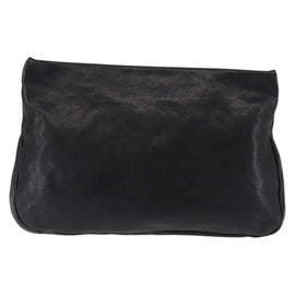 Jimmy Choo Studs Clutch Bag Leather Black Gold Auth 146429 - 0