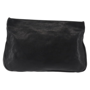 Jimmy Choo Studs Clutch Bag Leather Black Gold Auth 146429 - 0