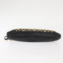 Jimmy Choo Studs Clutch Bag Leather Black Gold Auth 146429-6